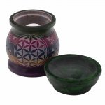 (image for) Soapstone Oil Burner 10cm - Flower of Life - Five Colours