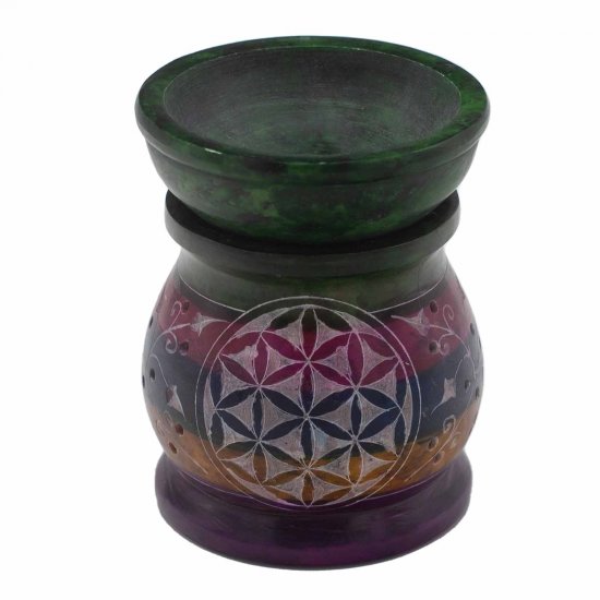 (image for) Soapstone Oil Burner 10cm - Flower of Life - Five Colours