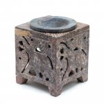 (image for) Square Soapstone Oil Burner 10x7.5cm - Elephant