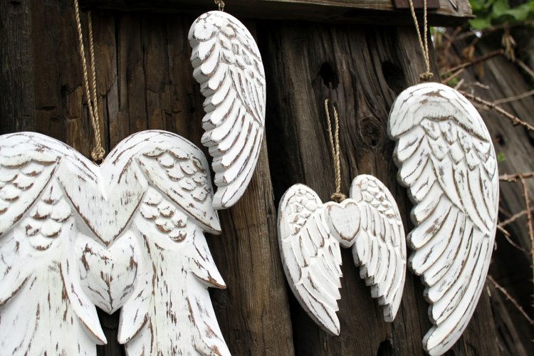 (image for) Hand Crafted Double Angel Wing & Heart - 24cm