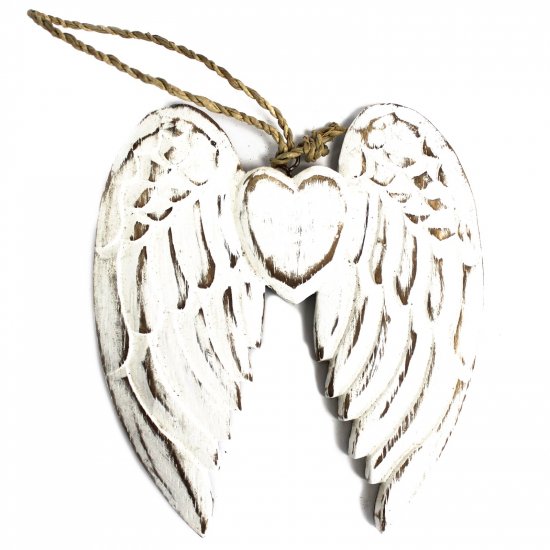 (image for) Hand Crafted Small Double Angel Wing & Heart - 15cm