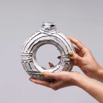 (image for) Round Donut Shaped Vase - Cream 18cm