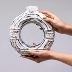 (image for) Round Donut Shaped Vase - Cream 23cm