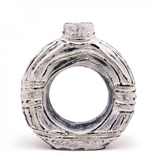 (image for) Round Donut Shaped Vase - Cream 23cm