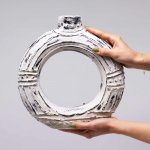 (image for) Round Donut Shaped Vase - Cream 30cm