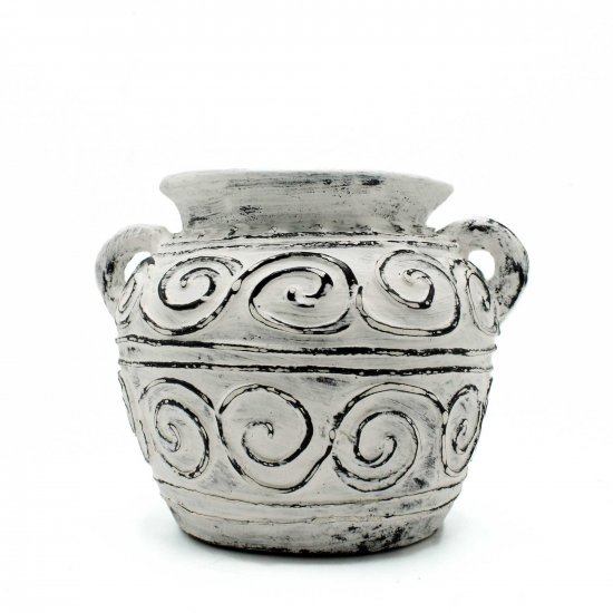(image for) Greek Clay Plant Pot With Handles - Cream 15cm