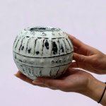 (image for) Greek Bubble Clay Plant Pot - Cream 10cm