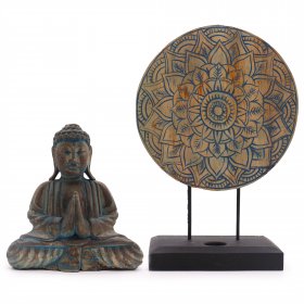 Buddha Feng Shui Set - Flower Mandala - Blue Buddha Feng Shui Set - Flower Mandala - Blue