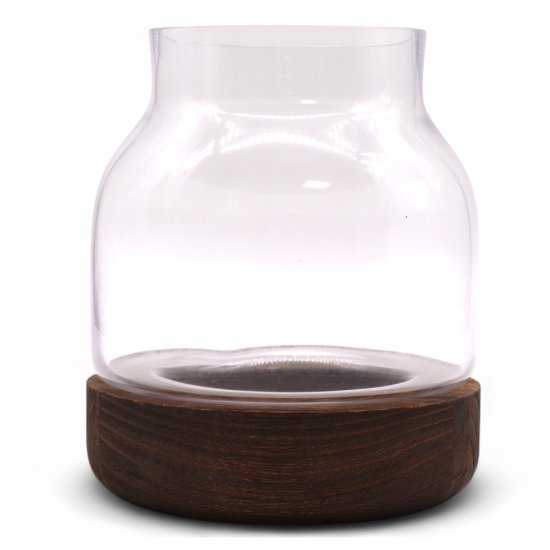(image for) Medium Shaped Terrarium on Dark Tung Wood