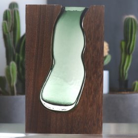 Lrg Glass Vase/Terrarium inside Dark Tung Wood Lrg Glass Vase/Terrarium inside Dark Tung Wood