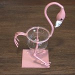 (image for) Hydroponic Home Décor - Pink Metal Flamingo Des 1