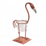 (image for) Hydroponic Home Décor - Pink Metal Flamingo Des 2