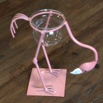(image for) Hydroponic Home Décor - Pink Metal Flamingo Des 3