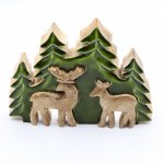(image for) Lost in the Forrest - Two Dear in the Forrest 3D Wooden Decoration - 18x23cm