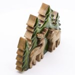 (image for) Lost in the Forrest - Two Dear in the Forrest 3D Wooden Decoration - 18x23cm