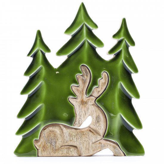 (image for) Lost in the Forrest - Stag in the Forrest 3D Wooden Decoration - 23x20cm