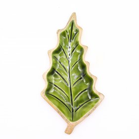 Lost in the Forrest - Enamel Leaf Wooden Bowl - 33x17cm