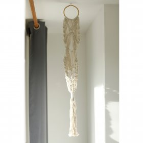 Macrame Pot Holder - Long With Ratten Hoop
