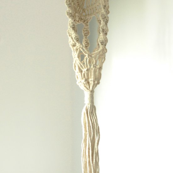 (image for) Macrame Pot Holder - Long With Ratten Hoop