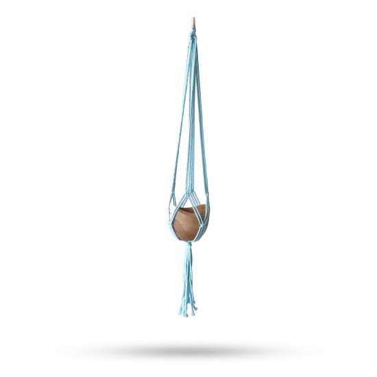 (image for) Macrame Pot Holder Classic - Powder Blue Med Pot