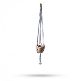 Macrame Pot Holder Classic - Pastal Tones Bathroom Med Pot