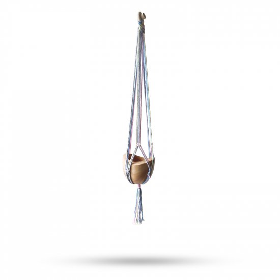 (image for) Macrame Pot Holder Classic - Pastal Tones Bathroom Med Pot