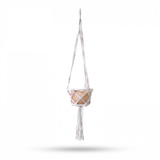 (image for) Macrame Hooped Pot Holder Small - Natural - 16cm Hoop