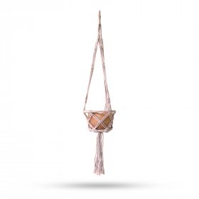 Macrame Hooped Pot Holder Small - Beige - 16cm Hoop