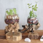 (image for) Molten Glass on Wood with Stand - Large Bowl