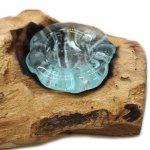 (image for) Molton Glass Flat Triple Candle Holder on Wood