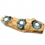 (image for) Molton Glass Flat Triple Candle Holder on Wood