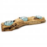 (image for) Molton Glass Flat Triple Candle Holder on Wood