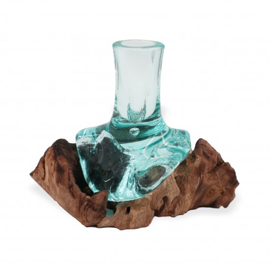 (image for) Molton Glass Small Flower Vase on Wood