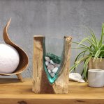 (image for) Molton Glass V-shaped Art Vase on Wood
