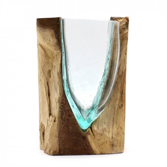 (image for) Molton Glass V-shaped Art Vase on Wood