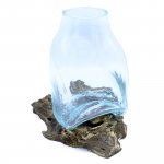 (image for) Large Molten Glass Vase - Terrarium Jar on Wood