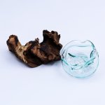 (image for) Molten Glass Wavy Bowl on Wood 18cm