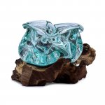 (image for) Molten Glass Chunky Ashtray / Candle Holder on Wood 23cm