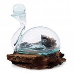 (image for) Molten Glass Duck Decanter on Wood with Stopper 19cm