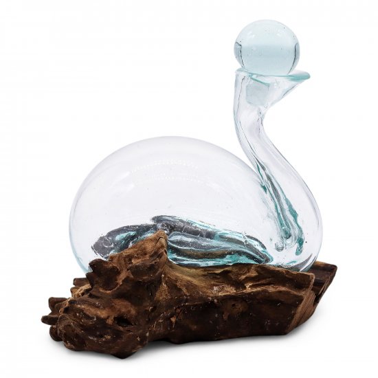 (image for) Molten Glass Duck Decanter on Wood with Stopper 19cm