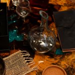 (image for) Molten Glass Mini Decanter on Wood 20cm