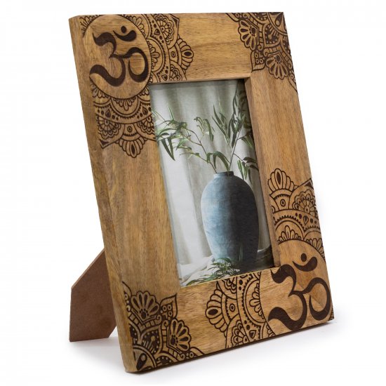 (image for) Lrg Mango Wood Picture Frame (for 13x18cm) 28x23x2cm - Mandala - Black