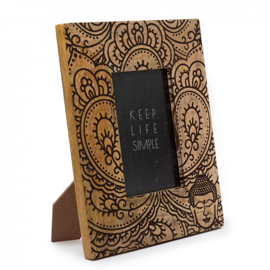 (image for) Med Mango Wood Picture Framel (for 10x15cm) 26x20x2cm - Buddha - Black