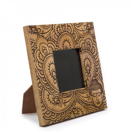 (image for) Small Mango Wood Picture Framel (for 10x10cm) 20x20x2cm - Buddha - Black