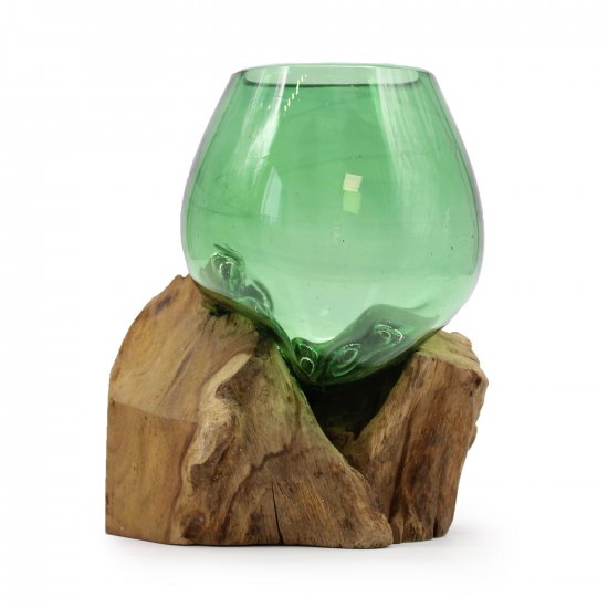 (image for) Recycled Beer Bottles - Small Bowl on Wood