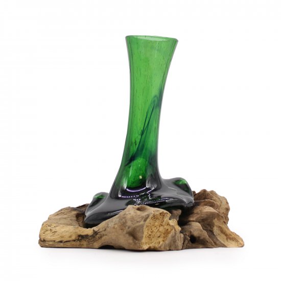 (image for) Recycled Beer Bottles - Flower Vase on Wood