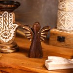 (image for) Small Mango Wood Angel - Gold Decor