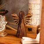 (image for) Large Mango Wood Angel - Gold Decor