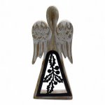 (image for) Mango Wood Angel - Whitewash with Iron Decor Cut Out