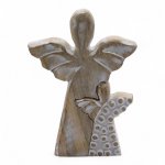 (image for) Mango Wood Angel in Angel - Whitewash